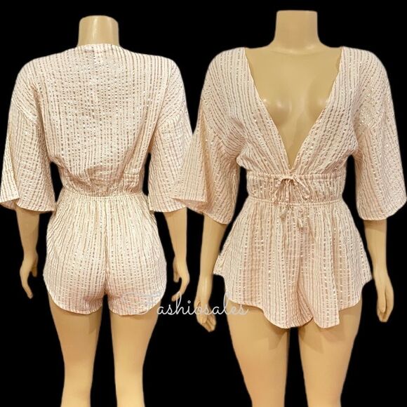 Victoria’s Secret Sexy Metallic golf striped Romper Small $70 - Picture 5 of 5